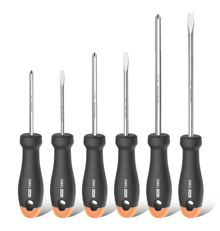 DELI σετ κατσαβίδια HT1006C, 3x ίσια & 3x σταυρωτά, μαγνητικά, 6τμχ