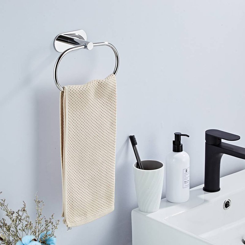 Κρεμάστρα τοίχου HUH-0114 για μπάνιο, μεταλλική, 20.5cm, ασημί - Image 2