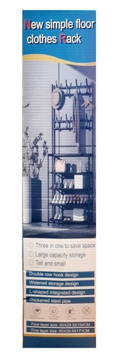 Παπουτσοθήκη HUH-0126 με 5 ράφια & κρεμάστρα, 80x25x171cm, μαύρη - Image 4