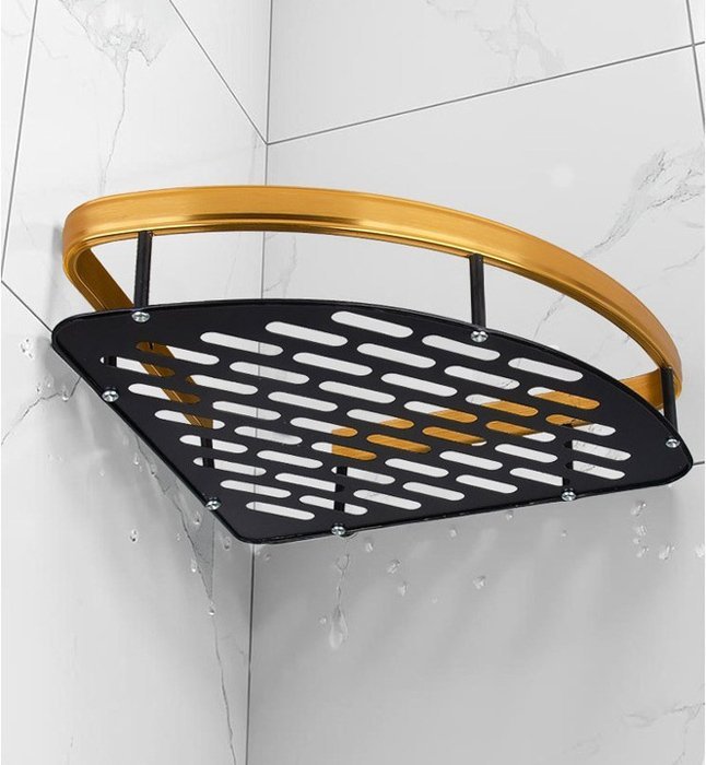 HOME USE γωνιακό ράφι τοίχου HUH-0157, αλουμινίου, 28x5.5x21cm, χρυσό - Image 4