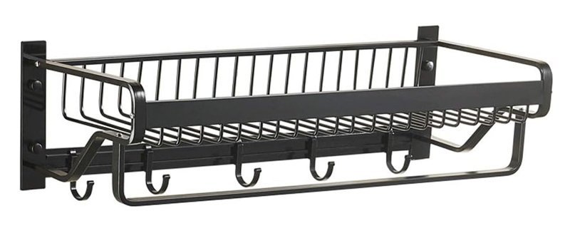 HOME USE κρεμάστρα με ράφι HUH-0164, μεταλλική 57x22x13cm, μαύρη