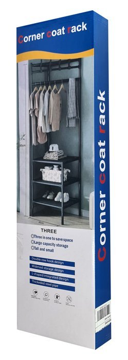 HOME USE κρεμάστρα δαπέδου HUH-0165, μεταλλική, γωνιακή, 40x188cm, μαύρη - Image 3