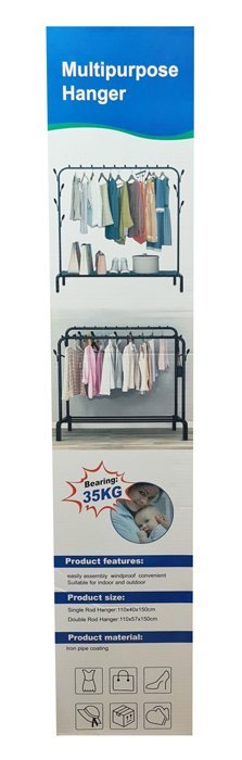 HOME USE κρεμάστρα δαπέδου HUH-0179, μεταλλική, 110x40x150cm, μαύρη - Image 3