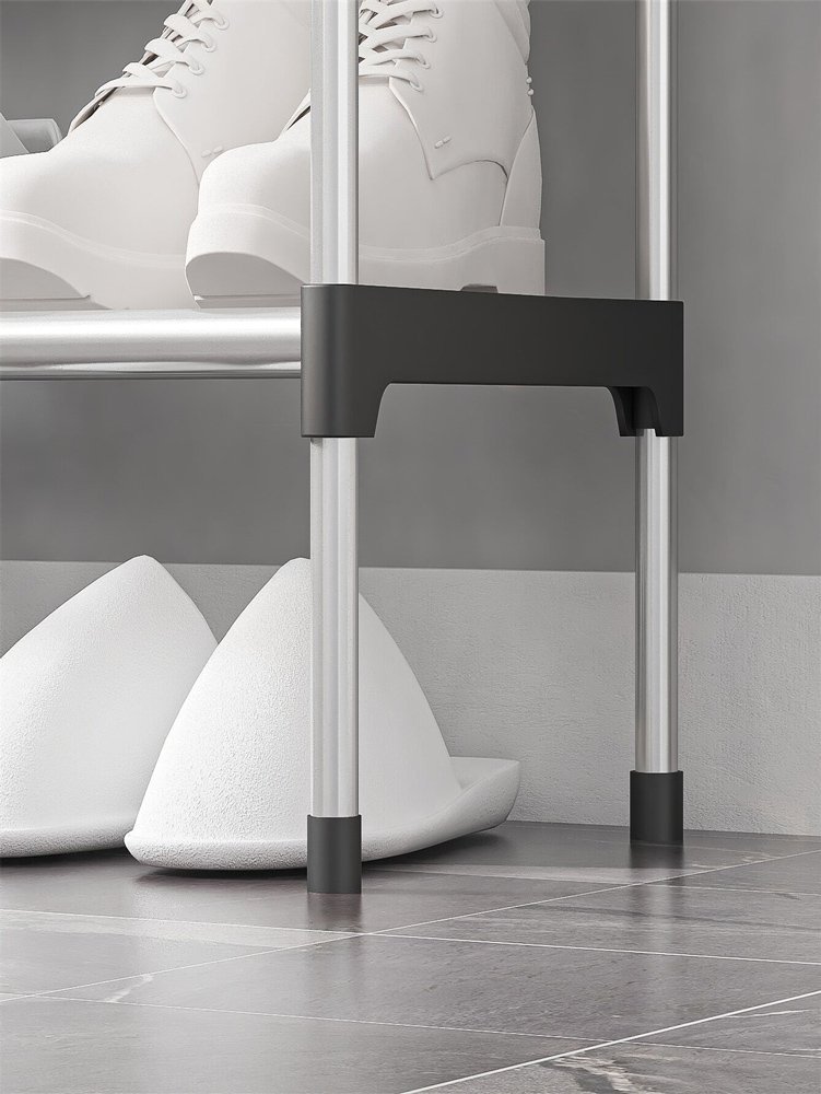 HOME USE παπουτσοθήκη HUH-0181, 5 ράφια, 60x30x95cm, μαύρη-ασημί - Image 3