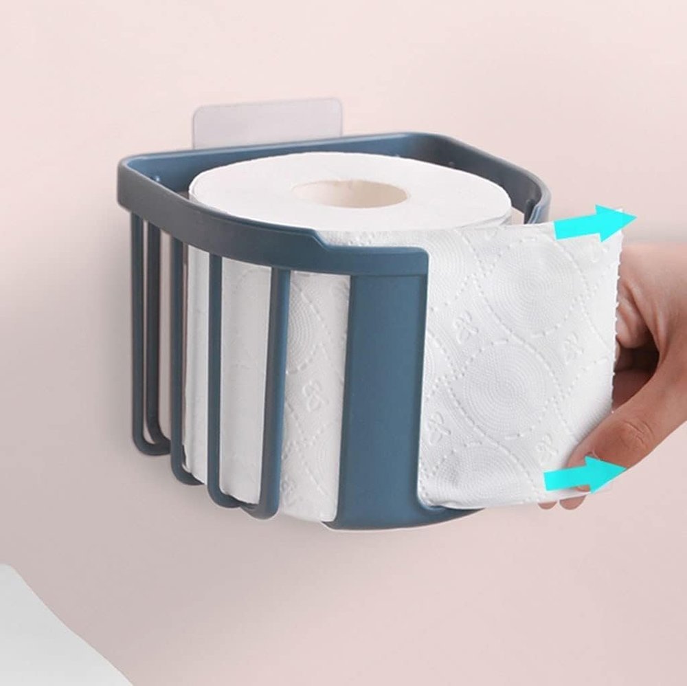 HOME USE επιτοίχια χαρτοθήκη μπάνιου HUH-0220 με αυτοκόλλητο, 11x14x13.5cm, μπλε - Image 2