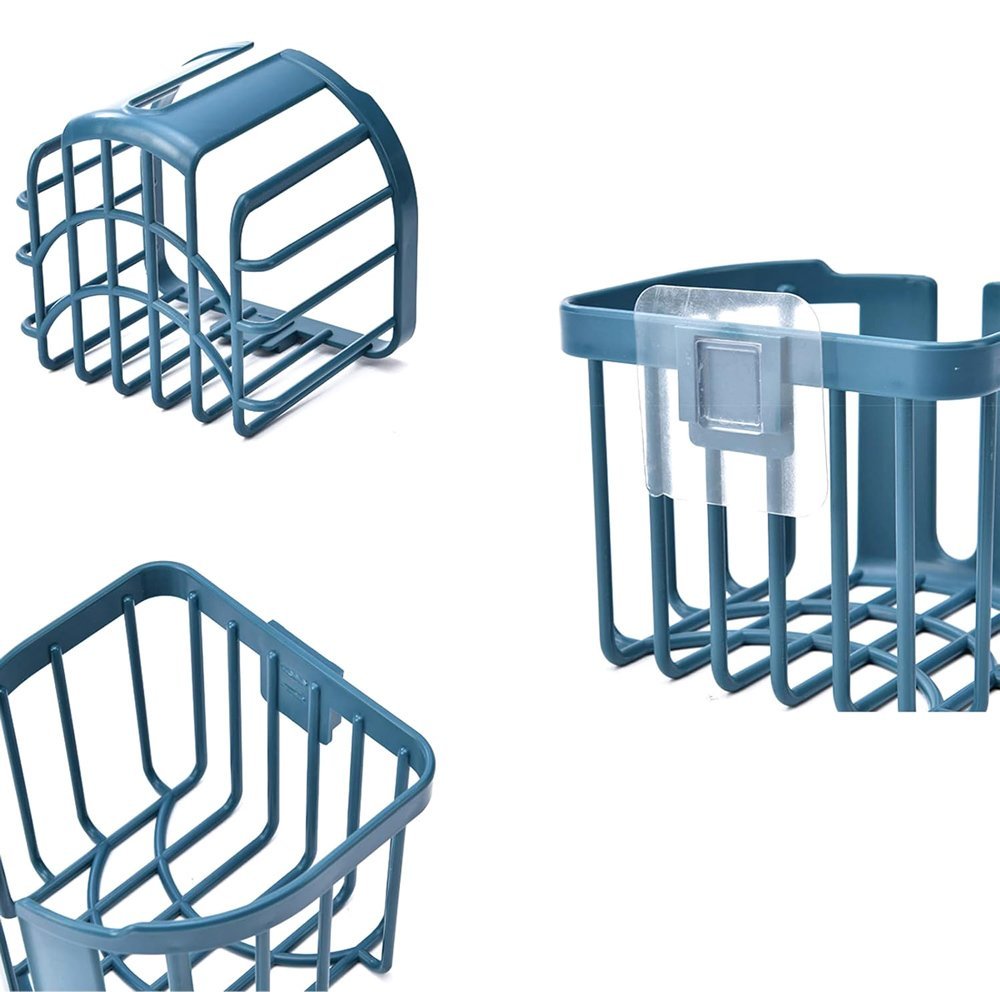 HOME USE επιτοίχια χαρτοθήκη μπάνιου HUH-0220 με αυτοκόλλητο, 11x14x13.5cm, μπλε - Image 3