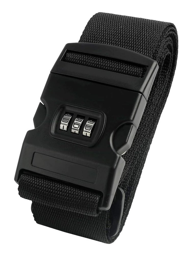 HOME USE ιμάντας βαλίτσας HUH-0240 με λουκέτο συνδυασμού, ρυθμιζόμενος, 2m, μαύρος