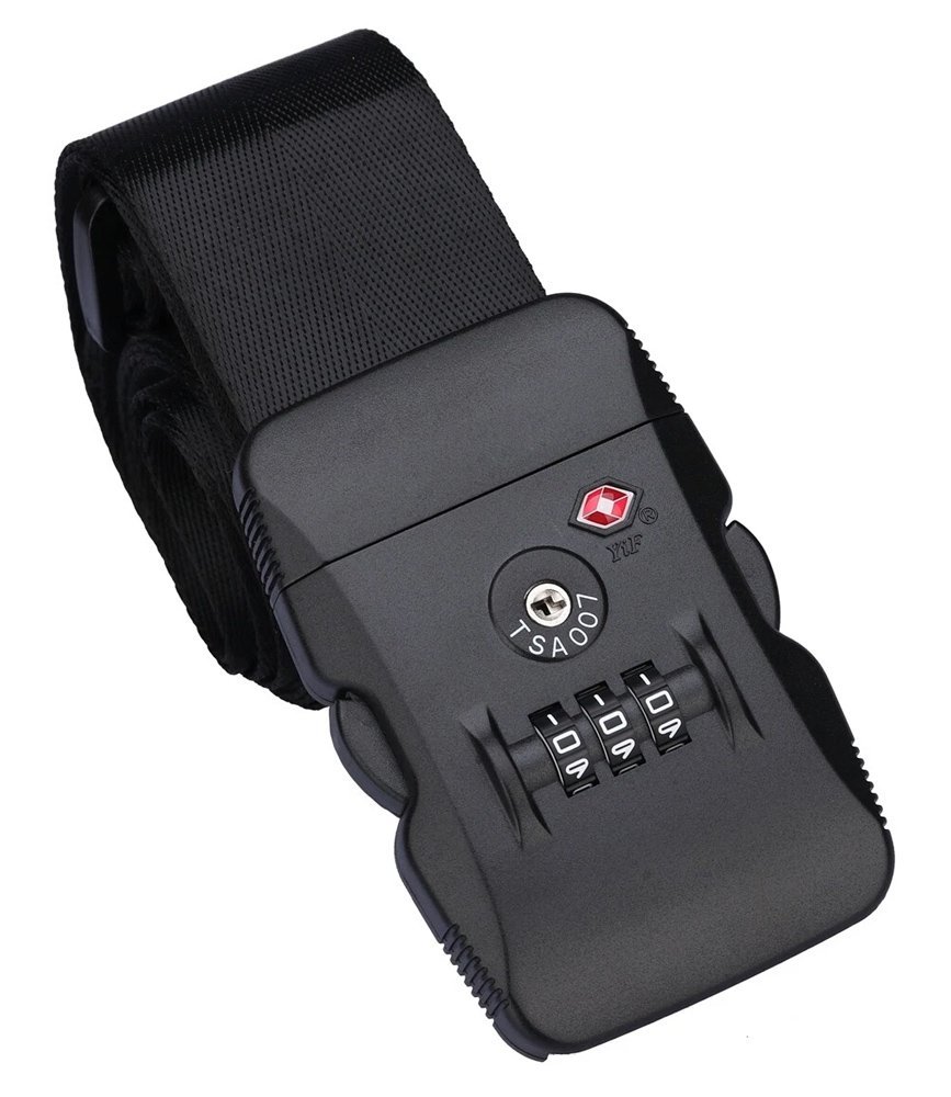 HOME USE ιμάντας βαλίτσας HUH-0245 με λουκέτο συνδυασμού TSA, ρυθμιζόμενος, 2m, μαύρος