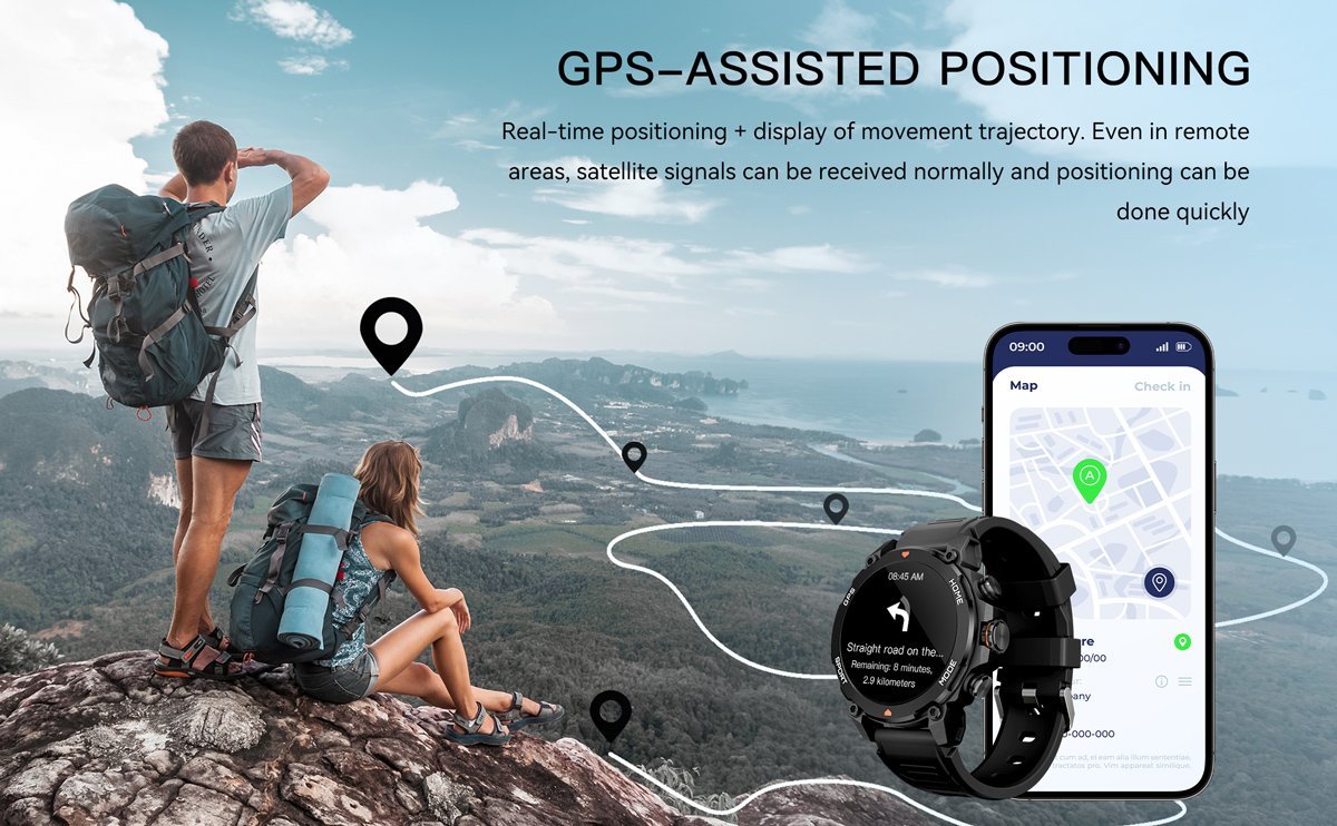 INTIME smartwatch G6 με 2x λουράκια, heart rate, 1.43" AMOLED, GPS, 5ATM, titanium black - Image 4