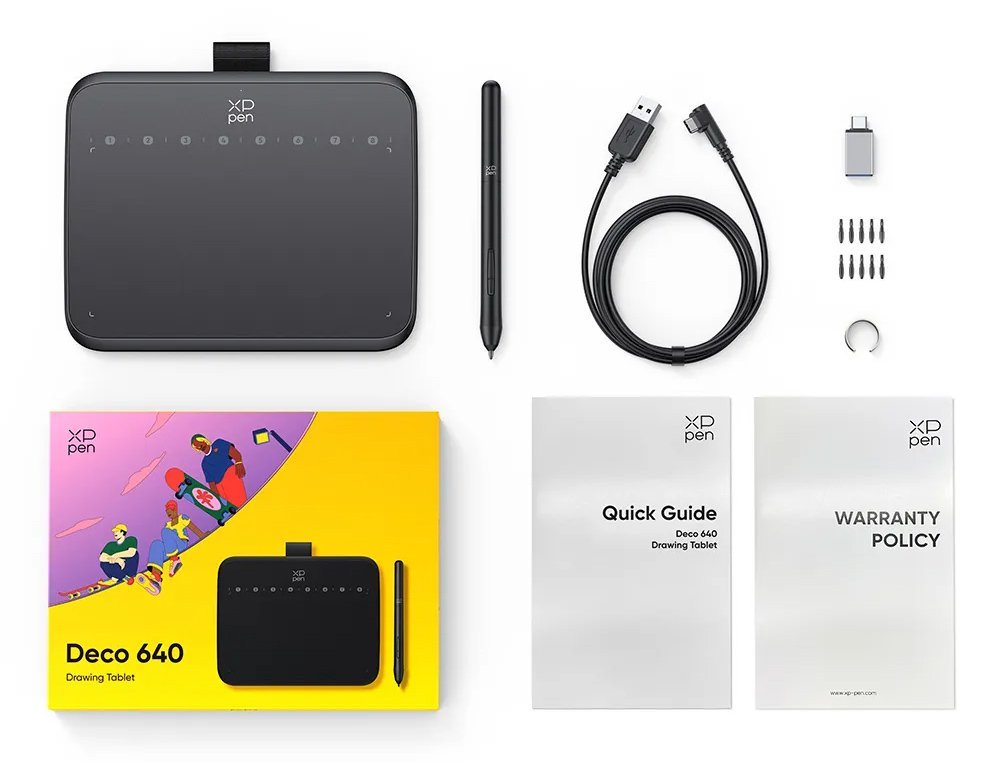 XP-PEN ταμπλέτα σχεδίασης με γραφίδα Deco 640, 160x90mm, μαύρο - Image 8