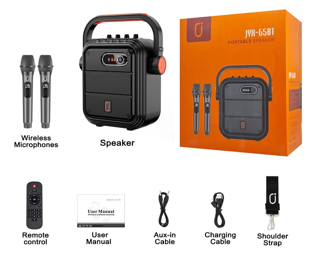 JYX φορητό ηχείο 65BT με 2x μικρόφωνα & ασύρματο χειριστήριο, 30W, 4400mah, μαύρο - Image 11