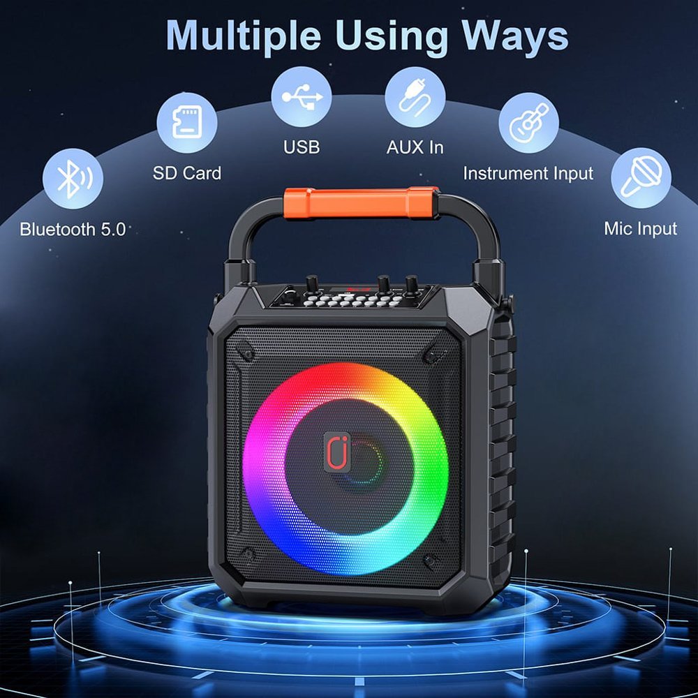 JYX φορητό ηχείο T17-T με 2x μικρόφωνα, 15W, 3000mah, LED, μαύρο - Image 2