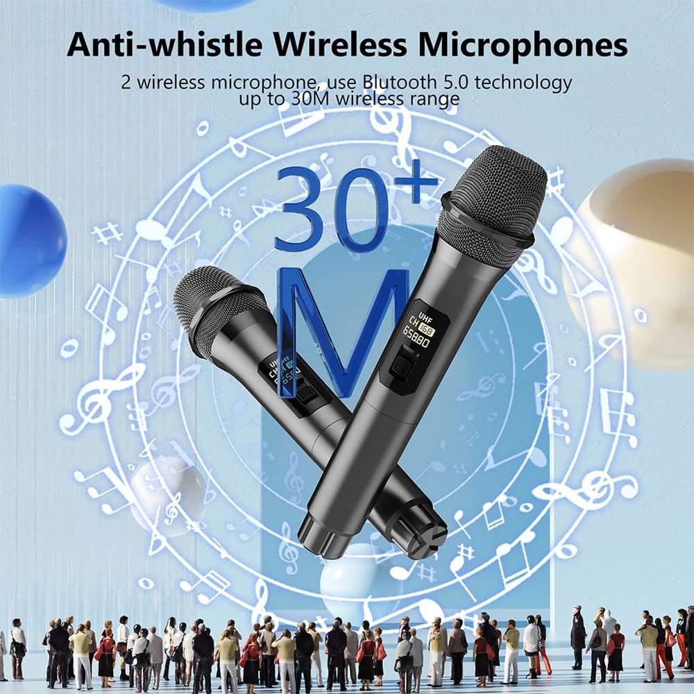 JYX φορητό ηχείο T19-T με 2x μικρόφωνα, 18W, 3000mah, LED, μαύρο - Image 5