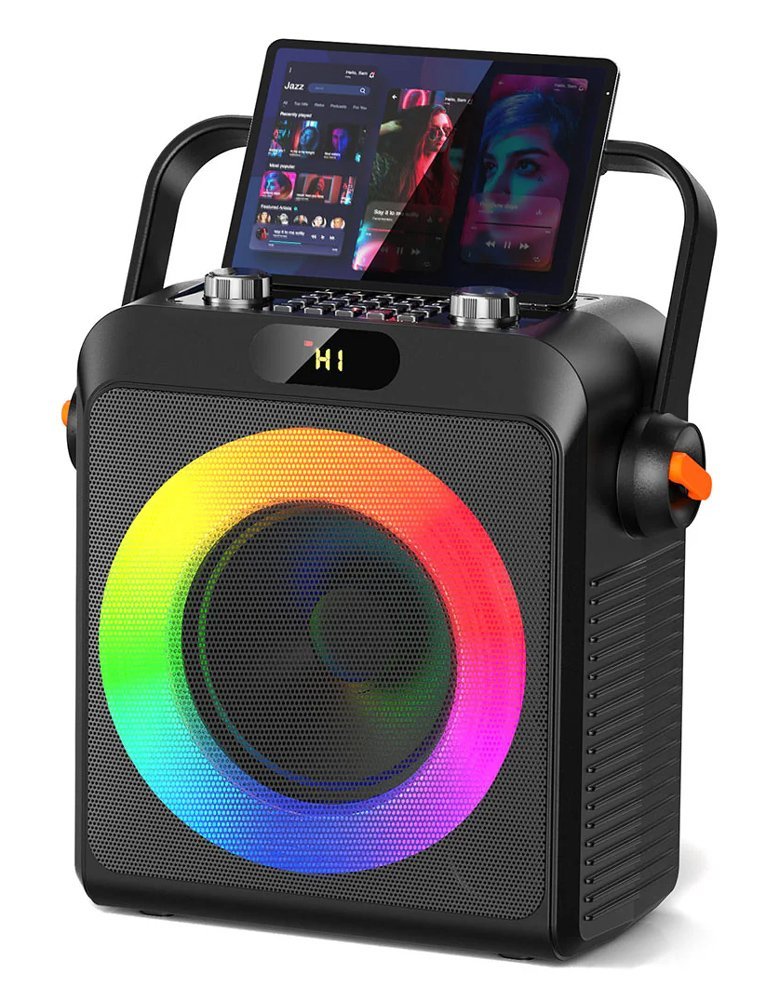 JYX φορητό ηχείο T19-T με 2x μικρόφωνα, 18W, 3000mah, LED, μαύρο - Image 8