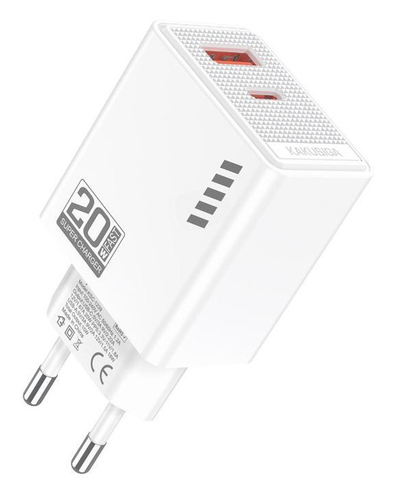 KAKUSIGA φορτιστής τοίχου KSC-1239, USB & USB-C, 20W, λευκός