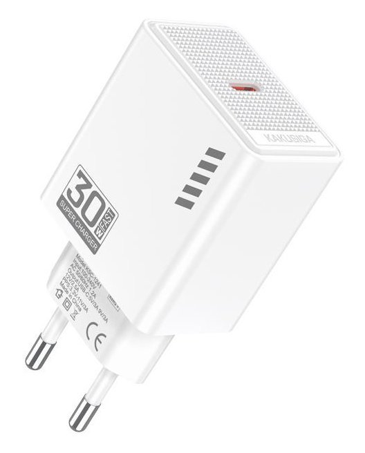 KAKUSIGA φορτιστής τοίχου KSC-1241, USB-C, 30W, λευκός