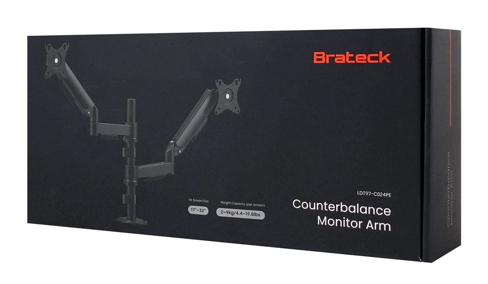 BRATECK βάση γραφείου για 2x οθόνες LDT97-C024PE, 17-32", έως 9kg - Image 7