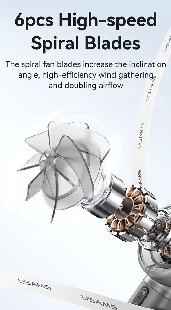 USAMS φορητός ανεμιστήρας LU01 με 5 ταχύτητες, 2000mAh, μαύρος - Image 6