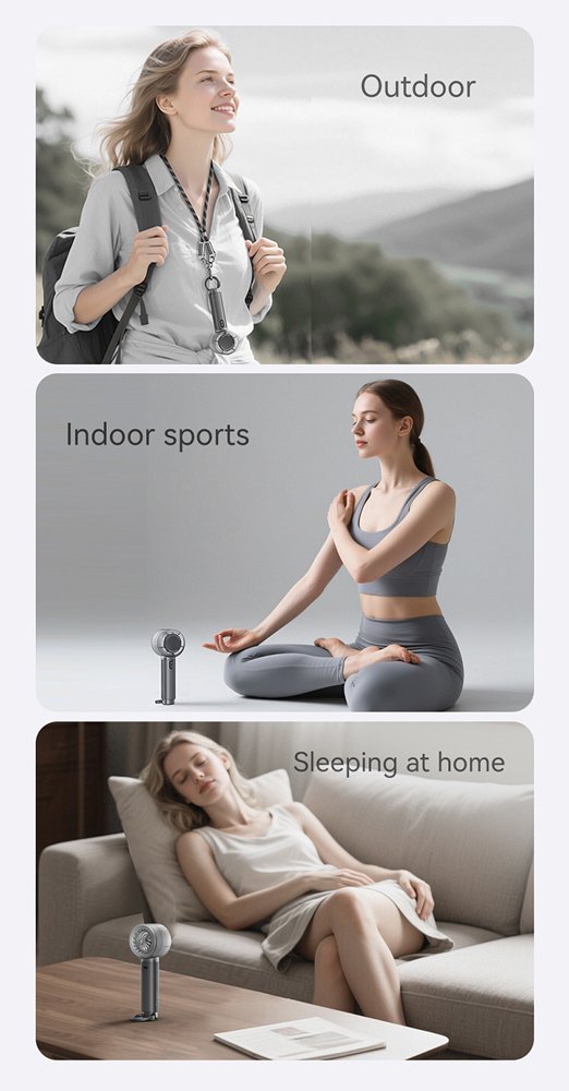 USAMS φορητός ανεμιστήρας LU01 με 5 ταχύτητες, 2000mAh, μαύρος - Image 8