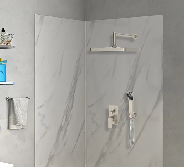 BRUNO σετ κεφαλή ντους με τηλέφωνο M63542-221, αναμεικτική, εντοιχισμού, ασημί - Image 2