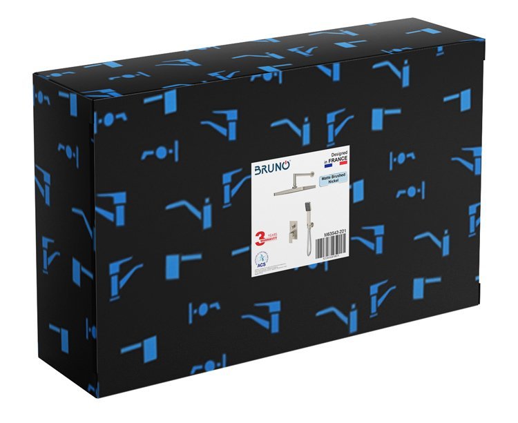 BRUNO σετ κεφαλή ντους με τηλέφωνο M63542-221, αναμεικτική, εντοιχισμού, ασημί - Image 7