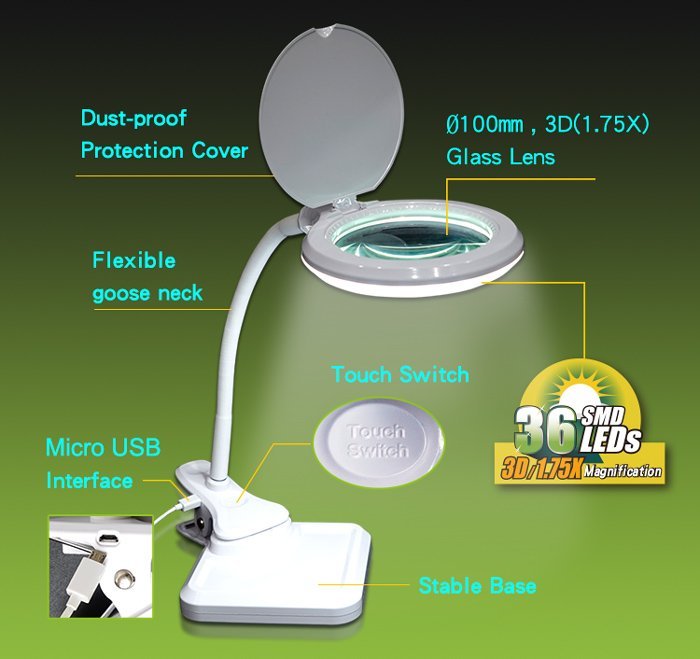 megethyntikos fakos, klip & vasi, LED, 3D 1.75x, leykos Megethyntikos fakos 3