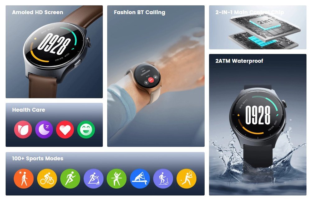 MIBRO smartwatch Lite 3 με 2x λουράκια, heart rate, 1.3" AMOLED, 2 ATM, γκρι/καφέ - Image 2