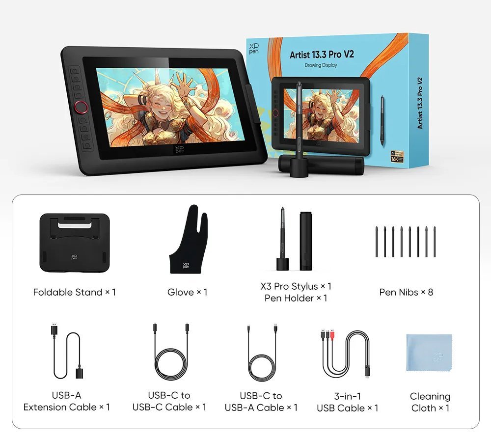 XP-PEN ταμπλέτα σχεδίασης με οθόνη & γραφίδα Artist 13.3 Pro V2, 10.95", μαύρο - Image 3