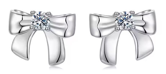 BAMOER σκουλαρίκια καρφωτά MSE085 με μοϊσσανίτη, ασήμι 925, ασήμι