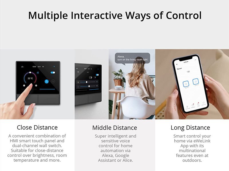 SONOFF smart panel ελέγχου NSPanel με οθόνη αφής, 2-gang, Wi-Fi, γκρι - Image 4