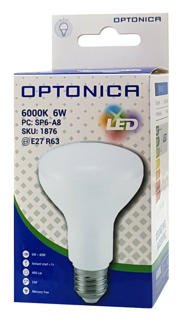 OPTONICA LED λάμπα R63 1876, 6W, 6000K, E27, 480lm - Image 2