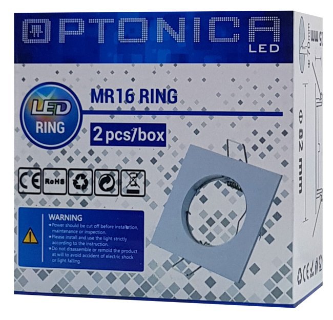 OPTONICA μεταλλικό πλαίσιο spot για MR16 5074, χωνευτό, 82x82x25mm, 2τμχ - Image 2