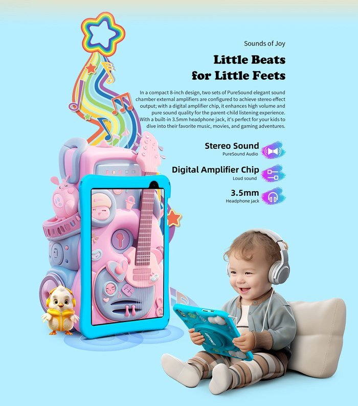 TECLAST tablet P85T Kids, 8" HD, 4/64GB, Android 14, 5000mAh, μπλε - Image 3