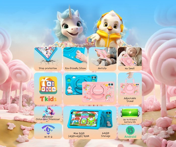 TECLAST tablet P85T Kids, 8" HD, 4/64GB, Android 14, 5000mAh, μπλε - Image 7