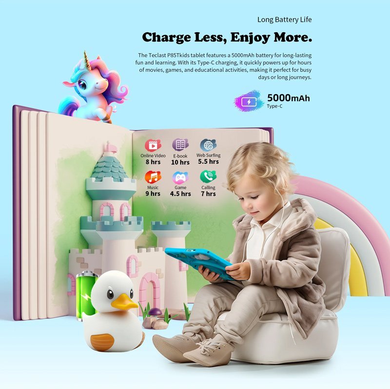 TECLAST tablet P85T Kids, 8" HD, 4/64GB, Android 14, 5000mAh, μπλε - Image 13