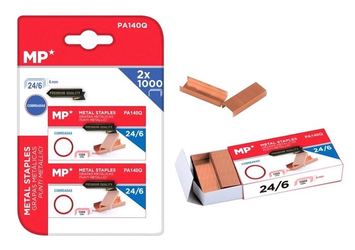 MP ανταλλακτικά συρραπτικού 24/6, copper plated, 2x 1000τμχ