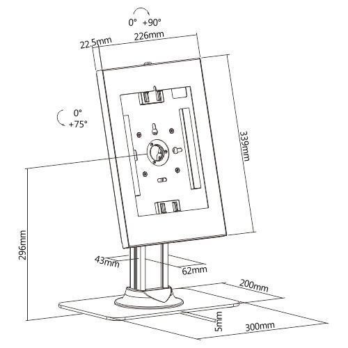 BRATECK επιτραπέζια βάση tablet PAD34-03, αντικλεπτική, 9.7-11", λευκή - Image 7