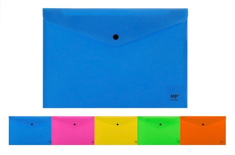 MP πλαστικός φάκελος Α4 με κούμπωμα PC005, 33x23cm, διάφορα χρώματα