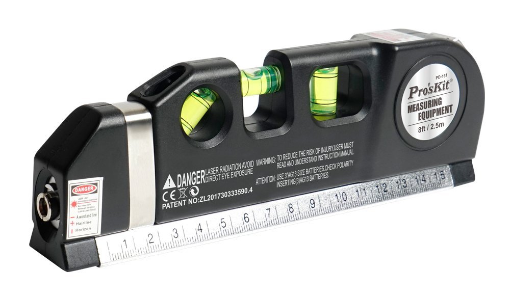 PROSKIT γραμμικό αλφάδι laser PD-161-C με κόκκινη δέσμη, μετροταινία