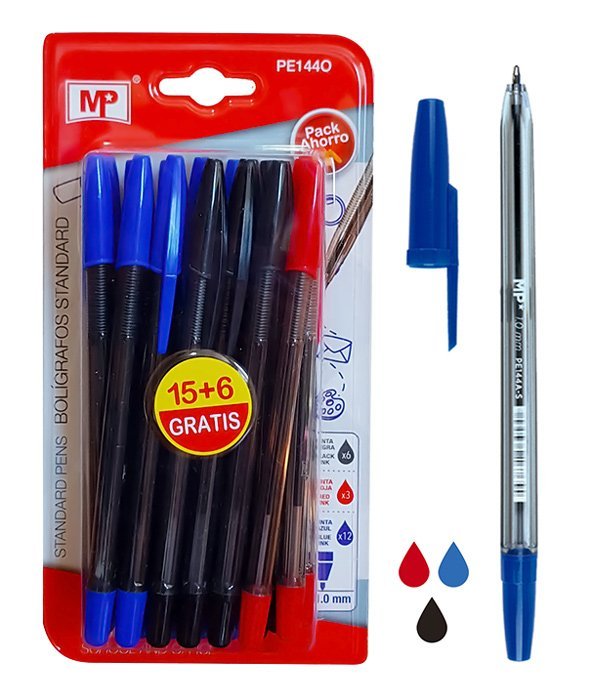MP stylo diarkeias, 1mm, mple, mayro & kokkino, 21tmch STYLΟ 1