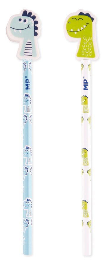 MP ξύλινο μολύβι δεινόσαυροι PE336-01 με γόμα, HB, 2 σχέδια, 1τμχ