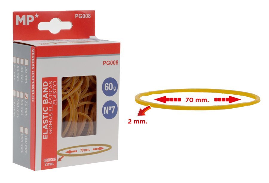MP λαστιχάκια συσκευασίας σε κουτί, No7, 2x70mm, 60g