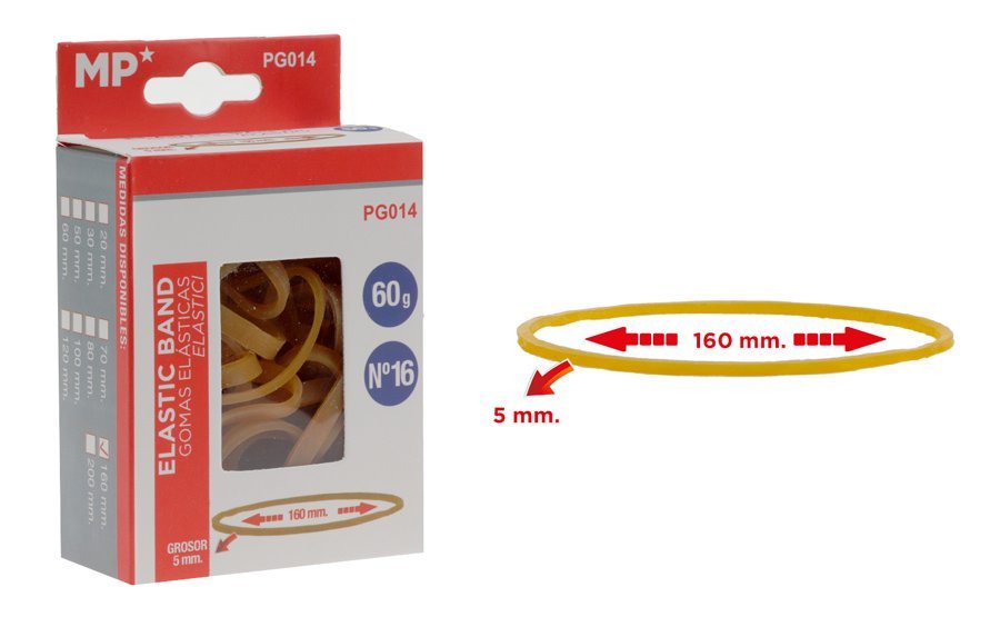 MP λαστιχάκια συσκευασίας σε κουτί, No16, 5x160mm, 60g