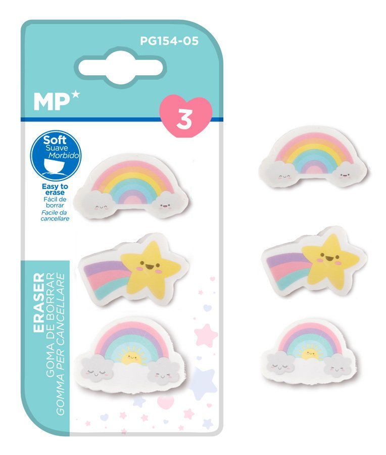 MP γόμα για μολύβι ουράνιο τόξο PG154-05, 3τμχ