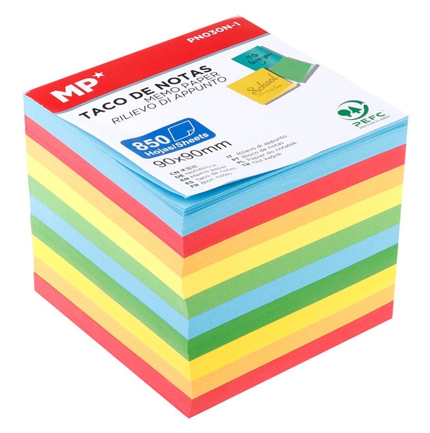 MP χαρτάκια σημειώσεων, 90x90mm, 850τμχ, χρωματιστά