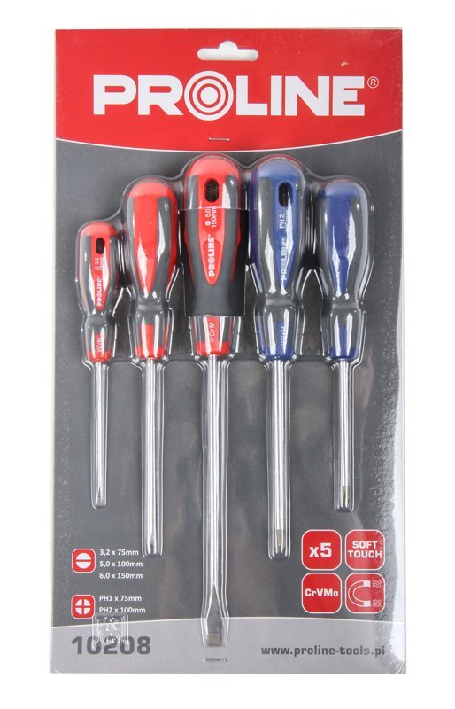 PROLINE σετ κατσαβίδια 10208, 3x ίσια & 2x σταυρωτά, μαγνητικά, 5τμχ - Image 2