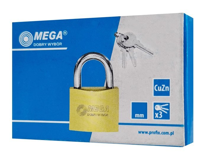 MEGA λουκέτο ασφαλείας 24263, 3x κλειδιά, μεταλλικό, 63mm - Image 2