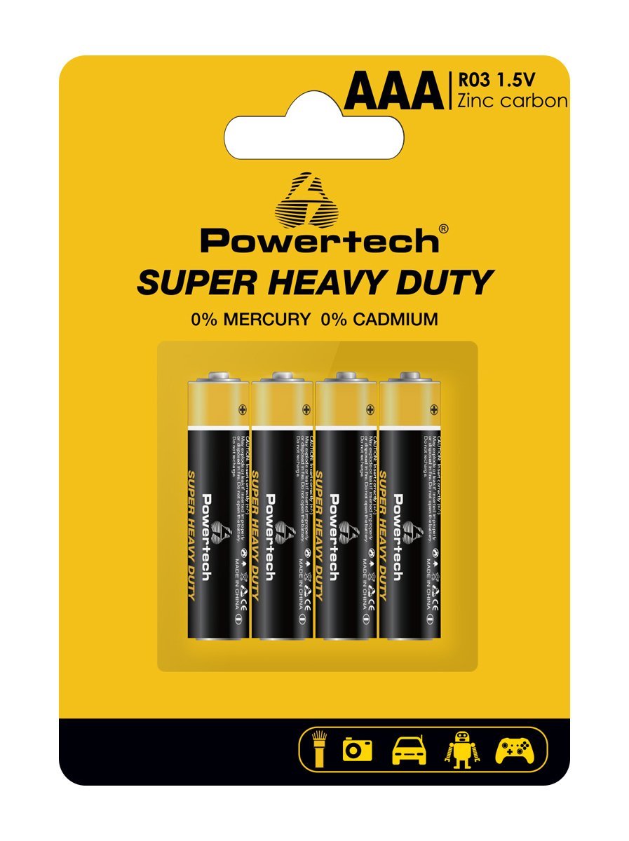 POWERTECH μπαταρίες Zinc Carbon Super Heavy Duty PT-1218, AAA 1.5V, 4τμχ