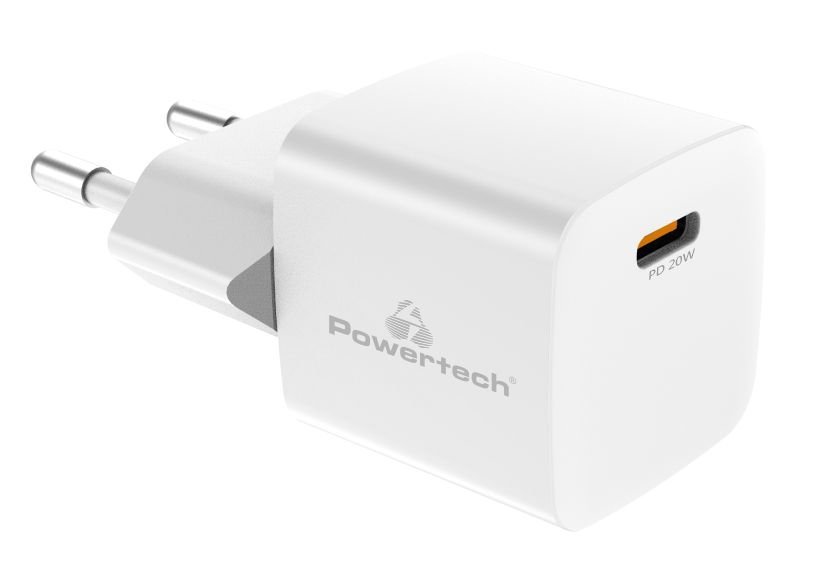 POWERTECH φορτιστής τοίχου PT-1223, USB-C, 20W, λευκός
