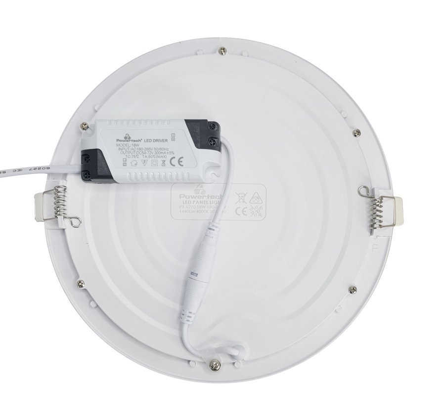 POWERTECH LED panel PT-1270 χωνευτό, 18W, Φ22cm, 4000K, 1440lm, λευκό - Image 2
